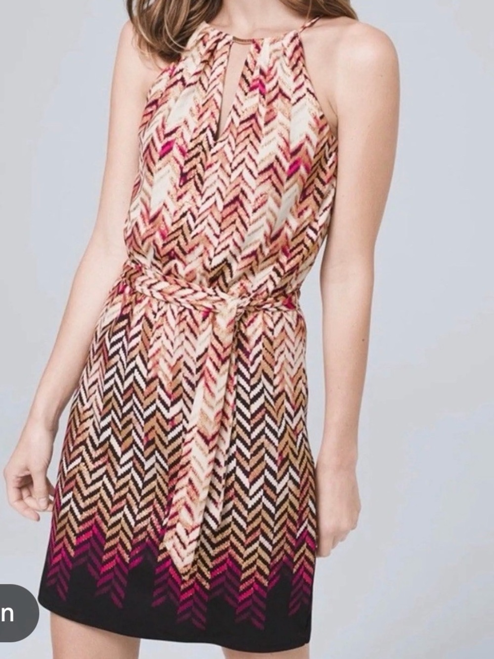 WHITE HOUSE BLACK MARKET Chevron halter dress
